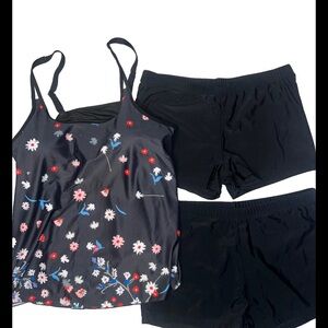 Cupshe 3 Pc bathing suit swim suit plus size XXL ruffle sleeves NEW Top Bottoms